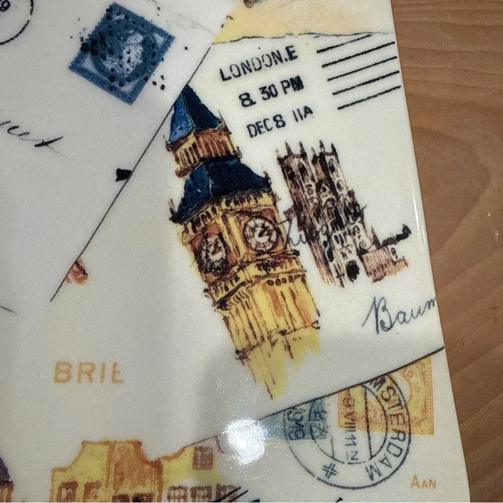 Williams Sonoma Grande Tour Postcard Square Serving Platter 2008